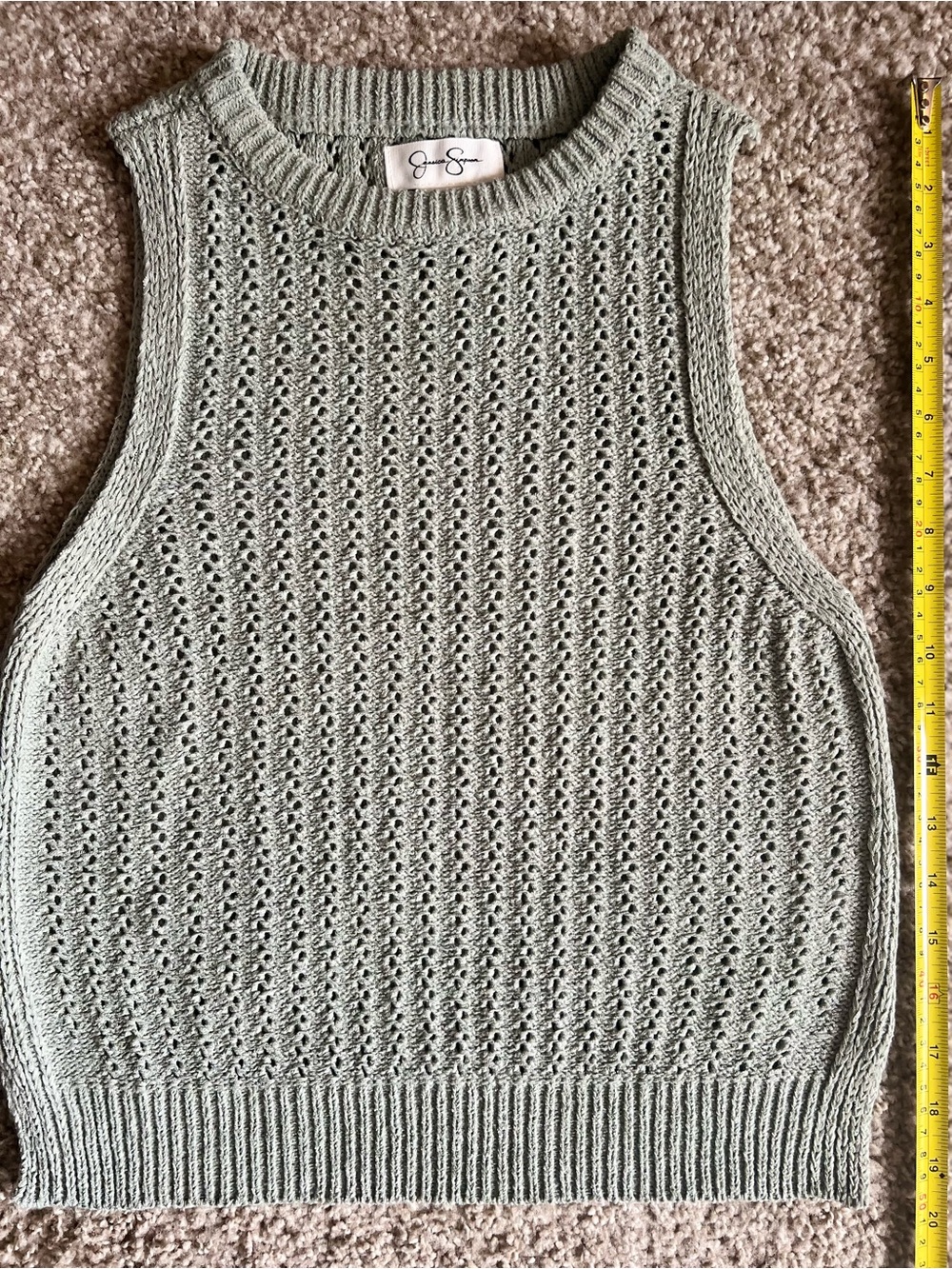 Jessica Simpson Seafoam Open-Knit Sleeveless Sweater